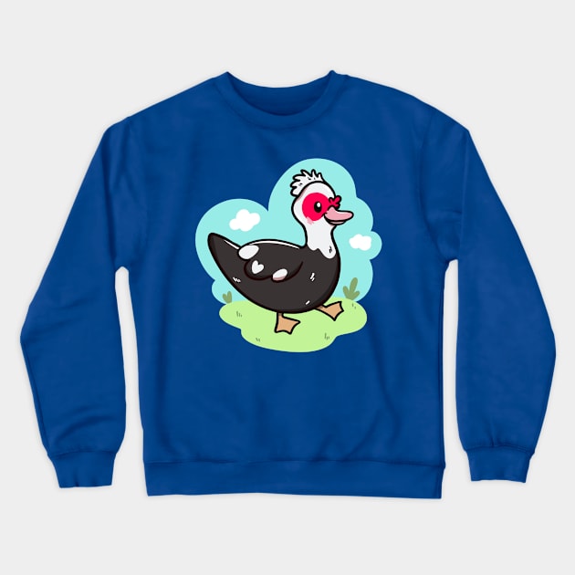 Kawaii Muscovy duck Crewneck Sweatshirt by Jurassic Ink